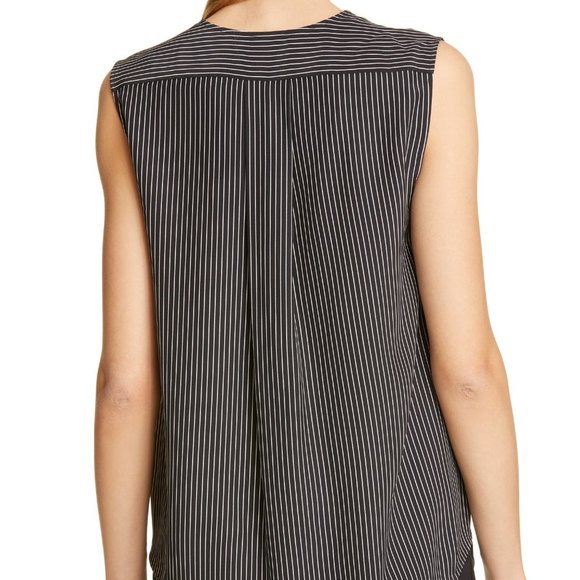 Black White Stripe Sleeveless Silk Blouse from Rag&Bone - Picture 2 of 8